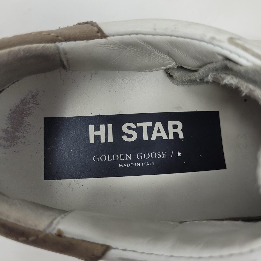 Golden Goose Hi Star Shoes Womens US8 EU38 White Leather Glitter Star Sneaker - Picture 11 of 16